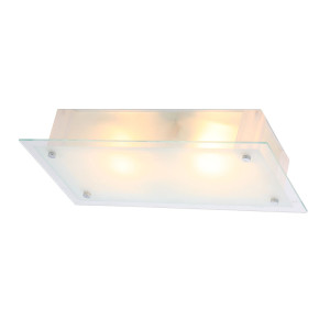 Deckenleuchte, Chrom, Glas satiniert, L 36 cm