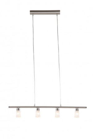Hängelampe aus Nickel und Glas mit Blüten Muster ROKOKO