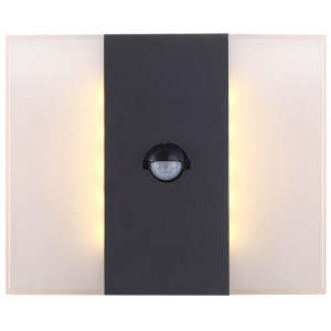 LED Wandleuchte, ALU, dunkelgrau, Bewegungsmelder, H 17 cm