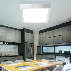 LED Deckenleuchte, Aluminium, silber, Opal, 25,4 cm