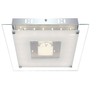LED Deckenleuchte, chrom, Glasplatte opal klar, L 30 cm