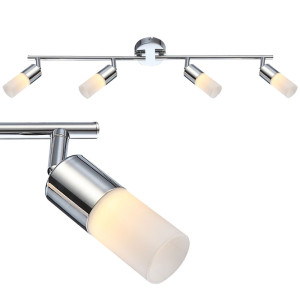 LED Deckenleuchte, bewegliche Spots, Chrom, L 65 cm