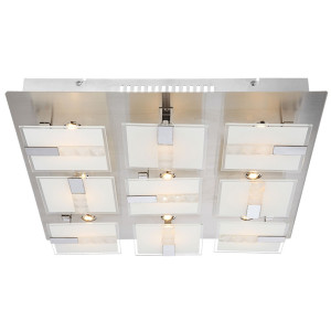 LED Deckenleuchte aus Chrom und satiniertem Glas