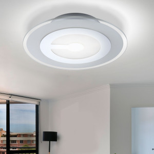 Moderne LED Deckenleuchte aus Chrom und Glas ZOU
