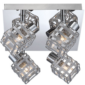 Deckenlampe, Chrom, bewegliche Spots, Würfel-Design, L 22 cm