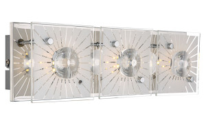 LED Wandleuchte, Glas Muster, Kristalle klar, Chrom, L 37 cm