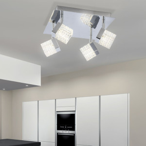 LED Deckenleuchte, chrom, Würfel-Design, H 15 cm
