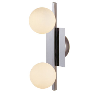 Wandleuchte, Chrom, opal, satiniert, Kugel-Design, H 16 cm