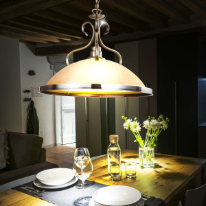 Elegante Pendelleuchte aus Messing mit Amber Glas SASSARI