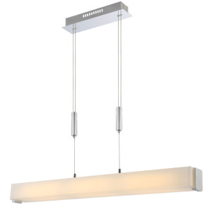 LED Zugpendelleuchte, Chrom, Glas satiniert ABRUZZO