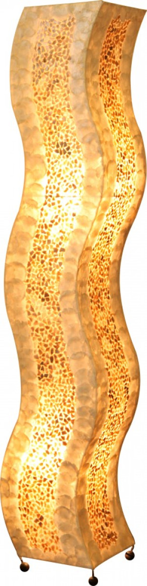 Stehleuchte aus Textil und Muscheln mit Schalter BALI