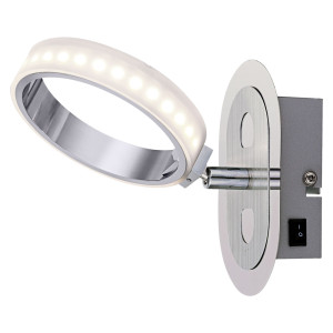 LED Wandleuchte, Ring, Chrom, Aluminium, verstellbar, H19 cm