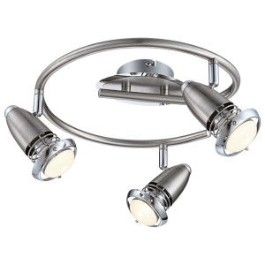 Moderne LED Deckenleuchte aus Chrom und Nickel DEXTER