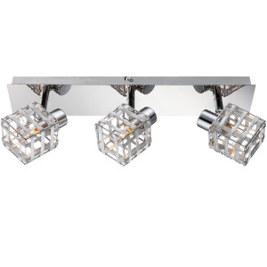 Deckenlampe, Chrom, ALU-Geflecht, beweglich, Würfel, L 39 cm