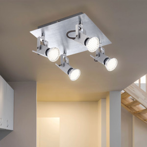 LED Deckenstrahler, ALU gebürstet, verstellbar, silber, L 22 cm
