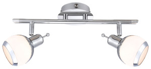 Deckenleuchte, Chrom, Glas weiß, bewegliche Spots, L 35 cm