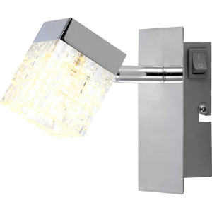 LED Wandstrahler, chrom, matt, beweglicher Spot, H 13 cm