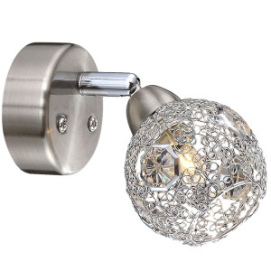 Wandlampe, Chromgeflecht Spot verstellbar H 12,5 cm, SINCLAIR