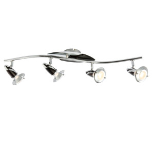 Deckenlampe, Holz, Chrom, Strahler verstellbar, L 84 cm, LORD