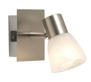 Wandleuchte, Metall, nickel-matt, Alabaster-Optik, Spot