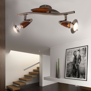 Praktische  Strahler in altmessing, Holz - Globo EARL 5435-2