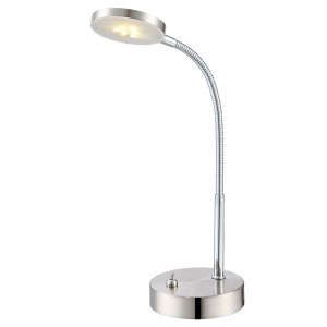 LED Tischleuchte, Metall, nickel-matt, Chrom, Flexo Spot