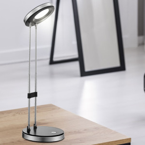 Tischlampe, Chrom, schwarz, verstellbar, LED H 41 cm