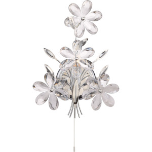 Wandleuchte, Chrom, Blüten Design, Höhe 33 cm, JULIANA