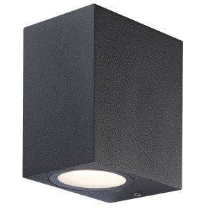 LED Wandleuchte, ALU, dunkelgrau, Glas, H 9,5 cm