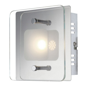 LED Wandleuchte, Chrom, Glas satiniert, L 14 cm, JEMINA
