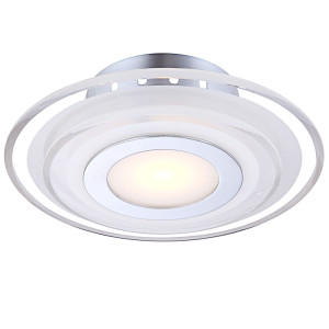 LED Deckenlampe, Chrom, Glas satiniert, 20 cm, AMOS