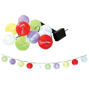 2x Solar-Lampion-Kette mit 10 weißen LED`s mit Akku