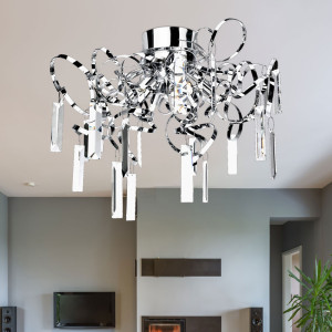 Deckenlampe, chrom, glas, klar, D 50 cm