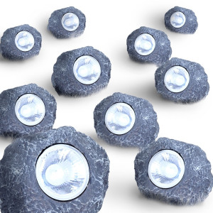 10er Set LED Solar Beleuchtungen in Form von Steinen