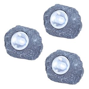 3er Set LED Solar Beleuchtungen in Form von Steinen