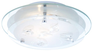 LED Deckenlampe mit satiniertem Glas-Kristalle und Chrom