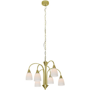 LED Kronleuchter, Lüster, Messing, 6-flammig, 50 cm, CASA
