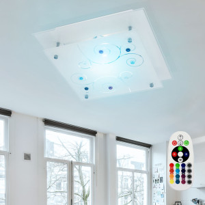 Elegante RGB LED Deckenleuchte mit satiniertem Glas