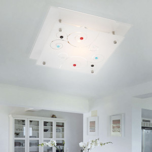 Zeitlose LED Deckenleuchte aus Glas und Chrom