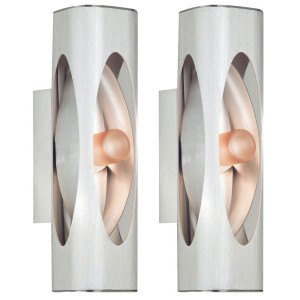 2er Set LED Wandstrahler aus Aluminium und Glas