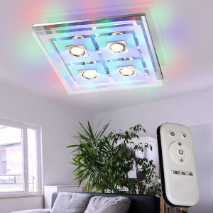 RGB LED Deckenleuchte, Glas, Fernbedienung, Zoe