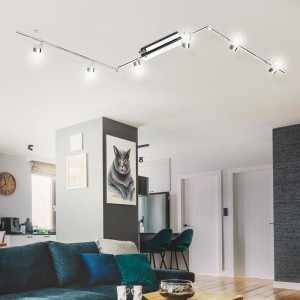 LED Deckenleuchte, Chrom, verstellbare Spots,  L 160cm