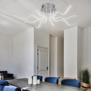 LED Deckenleuchte, Glas Metall, 20 Watt 1500 Lumen, D 90cm