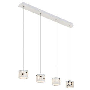 Pendelleuchte aus Nickel mit Mosaikglas
