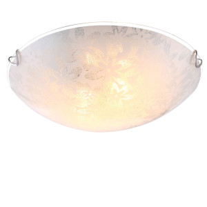 Deckenleuchte, Blumendekor, Glas opal, Weiß rund, 30 cm