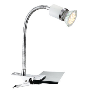 LED Klemmstrahler, Chrom weiß, flexibel H 37 cm