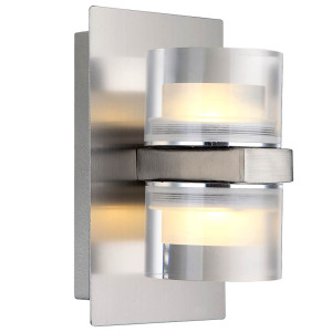 LED Wandlampe, Chrom, klar, Höhe 14 cm