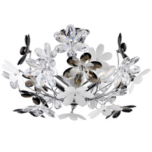 Design Deckenlampe, Blumen, chrom, 46 cm, RAINBOW