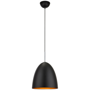 Pendelleuchte, Aluminium, Schwarz matt, gold, H 132 cm