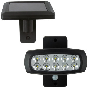 LED Solar Wandleuchte, Bewegungsmelder, schwenkbar, schwarz